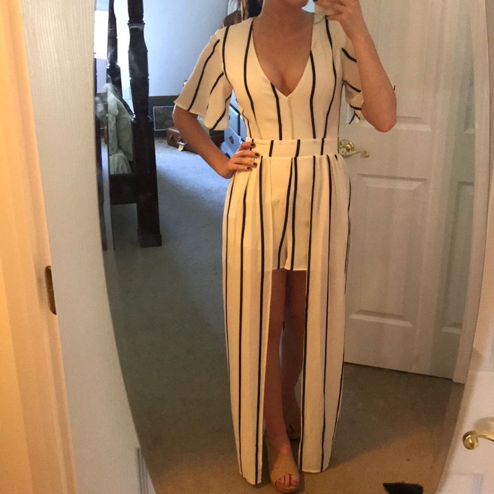 Crystal Doll Striped Jumpsuit Romper